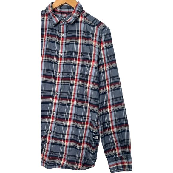 The North Face Button Down Mens Medium Blue Plaid Button Up Outdoor Classic - Picture 5 of 13